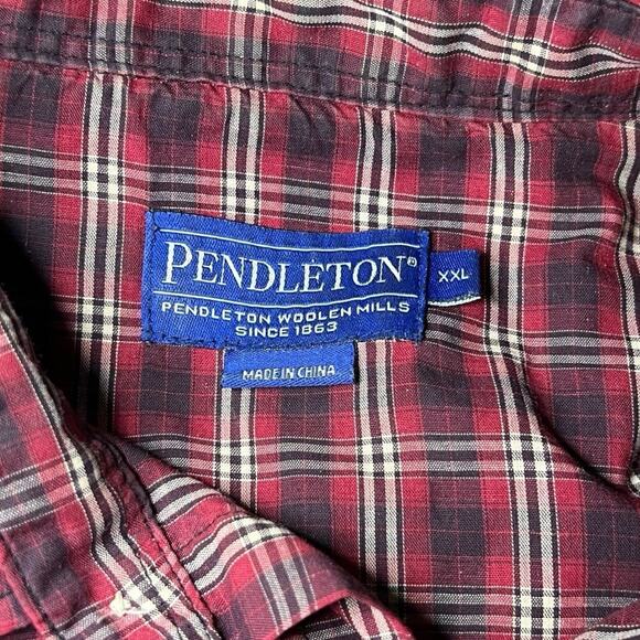 Pendleton Frontier Shirt‎ Men XXL Red Black Plaid Pearl Snap Button Up Western - Picture 3 of 7